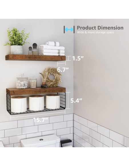 Estantes de baño QEEIG sobre inodoro, 2 piezas, marrón rústico Estantes de baño QEEIG sobre inodoro, 2 piezas, marrón rústico