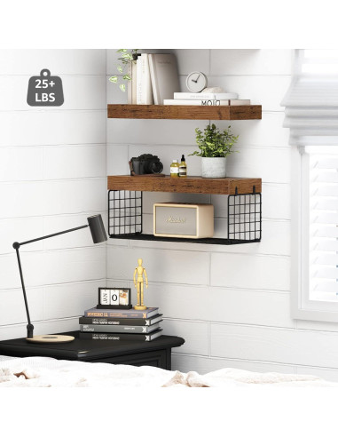 Estantes de baño QEEIG sobre inodoro, 2 piezas, marrón rústico