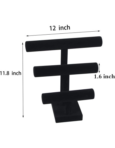 Soporte de exhibición de pulseras ByKen Jewelry 3 niveles Negro