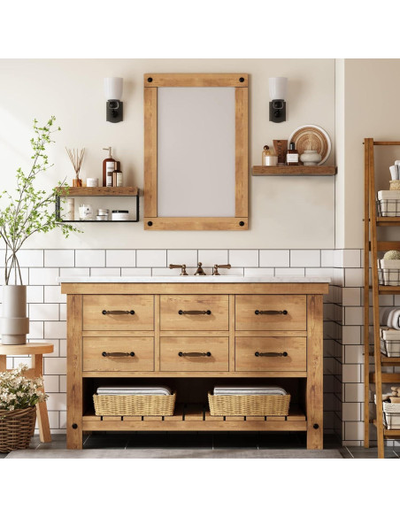 Estantes de baño QEEIG sobre inodoro, 2 piezas, marrón rústico Estantes de baño QEEIG sobre inodoro, 2 piezas, marrón rústico