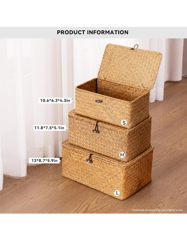 Cestas de Almacenamiento Tejidas a Mano Nonam - Juego de 3