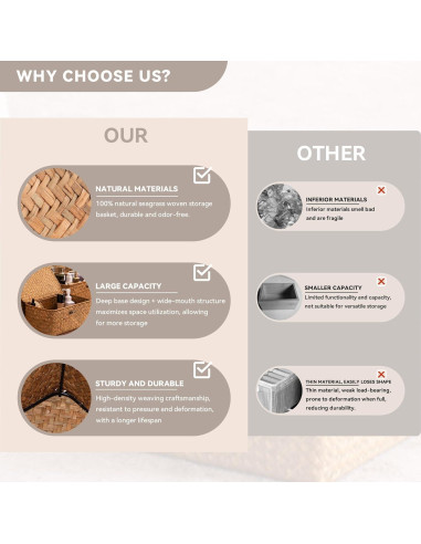 Cestas de Almacenamiento Tejidas a Mano Nonam - Juego de 3