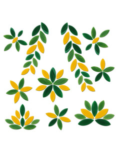 Yoption 100 Piezas Azulejos de Mosaico Vidrio Pétalo Verde Amarillo