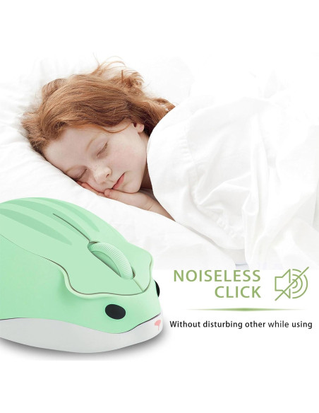 Ratón Inalámbrico CHUYI en Forma de Hámster Verde 1200DPI