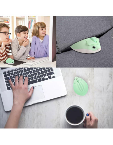 Ratón Inalámbrico CHUYI en Forma de Hámster Verde 1200DPI