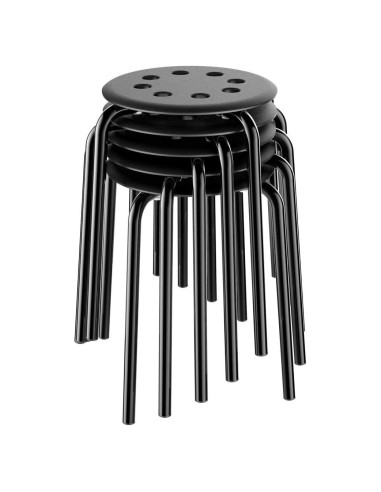 Taburetes de Plástico Apilables Yaheetech 5 Piezas Negro 44 cm