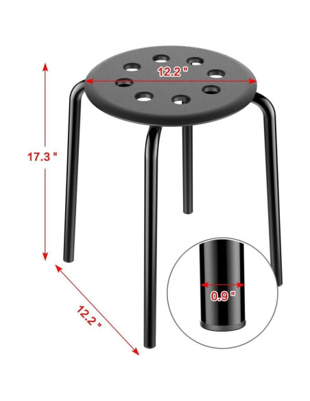 Taburetes de Plástico Apilables Yaheetech 5 Piezas Negro 44 cm