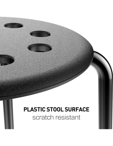 Taburetes de Plástico Apilables Yaheetech 5 Piezas Negro 44 cm