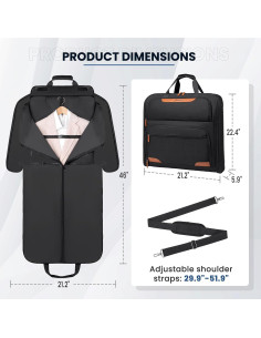 Bolsa de Ropa de Viaje Joyrally Doble Capa Negra 57x53.8cm 2