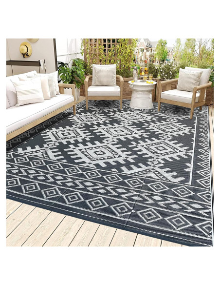 Alfombra Exterior Pendolr 5x8 Gris Impermeable Reversible