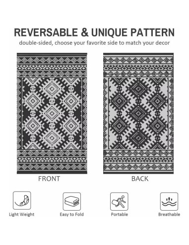 Alfombra Exterior Pendolr 5x8 Gris Impermeable Reversible