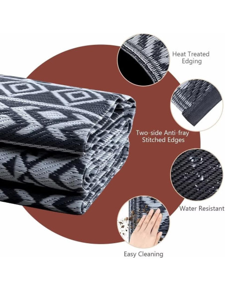 Alfombra Exterior Pendolr 5x8 Gris Impermeable Reversible