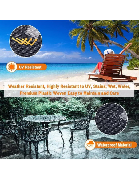 Alfombra Exterior Pendolr 5x8 Gris Impermeable Reversible