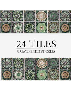 24 Calcomanías de Azulejos GULELAYAR 10x10 cm Estilo Mandala 2