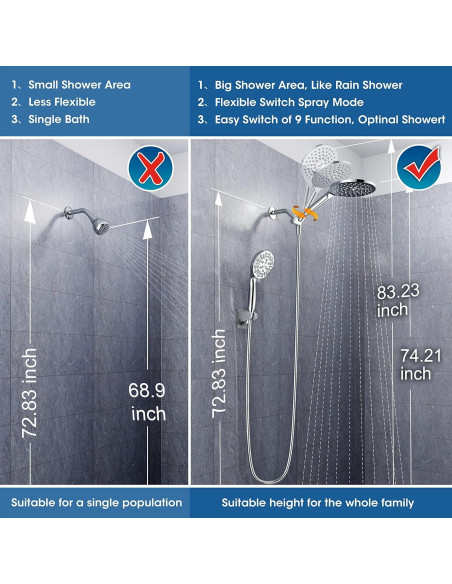 Cabezal de Ducha Dual Egretshower 19.05 cm 9 Modos Alta Presión