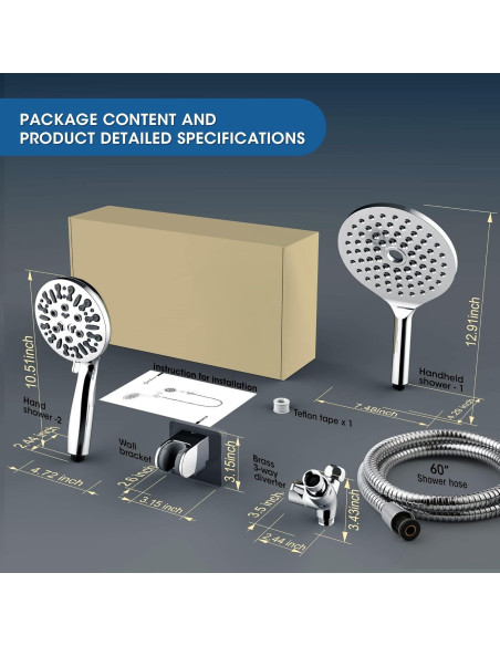 Cabezal de Ducha Dual Egretshower 19.05 cm 9 Modos Alta Presión