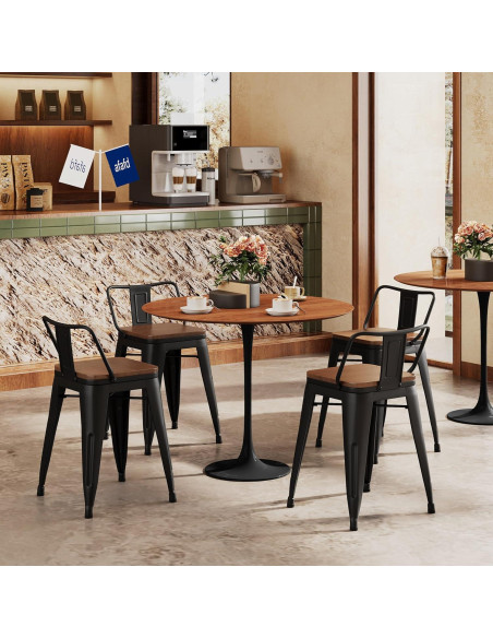 Juego de 4 Taburetes de Bar Changjie 46 cm Metal Negro