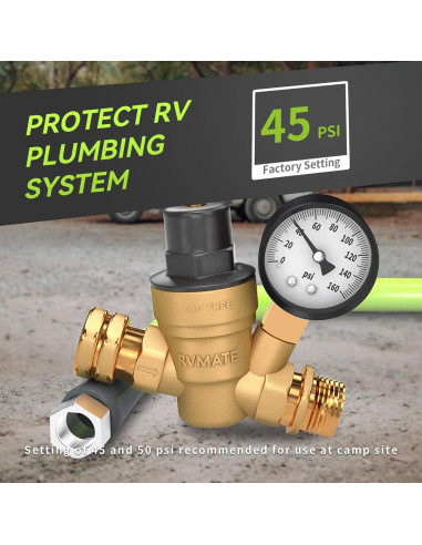 Regulador de Presión de Agua RVMATE Ajustable con Filtro