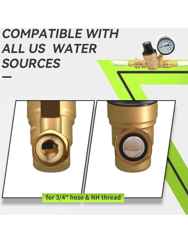 Regulador de Presión de Agua RVMATE Ajustable con Filtro