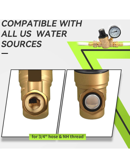 Regulador de Presión de Agua RVMATE Ajustable con Filtro