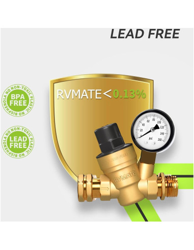 Regulador de Presión de Agua RVMATE Ajustable con Filtro