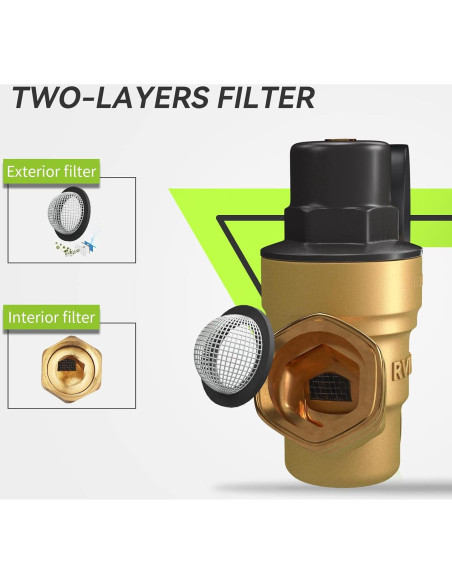 Regulador de Presión de Agua RVMATE Ajustable con Filtro