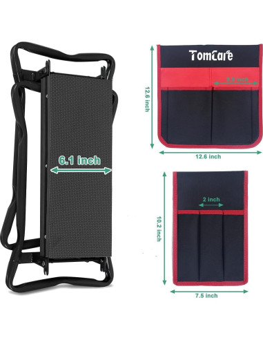 Banco de Jardín Plegable TomCare con Bolsa de Herramientas