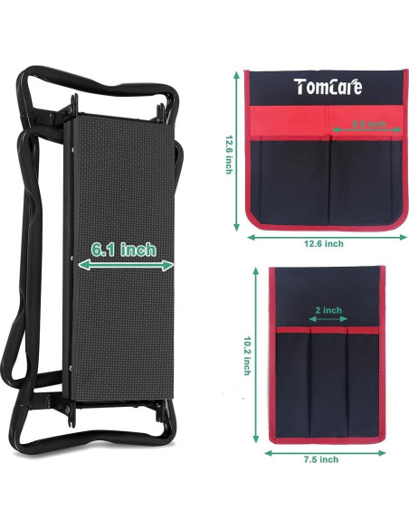 Banco de Jardín Plegable TomCare con Bolsa de Herramientas