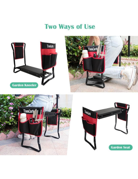 Banco de Jardín Plegable TomCare con Bolsa de Herramientas