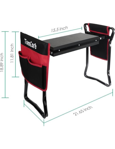 Banco de Jardín Plegable TomCare con Bolsa de Herramientas