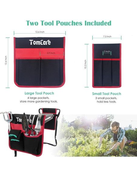 Banco de Jardín Plegable TomCare con Bolsa de Herramientas