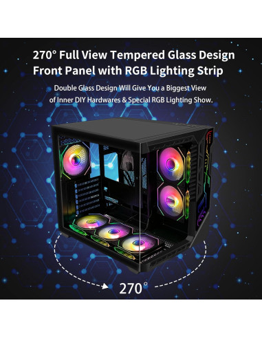Caja de PC Gaming SZSKYING ATX Mid-Tower 9 Ventiladores ARGB