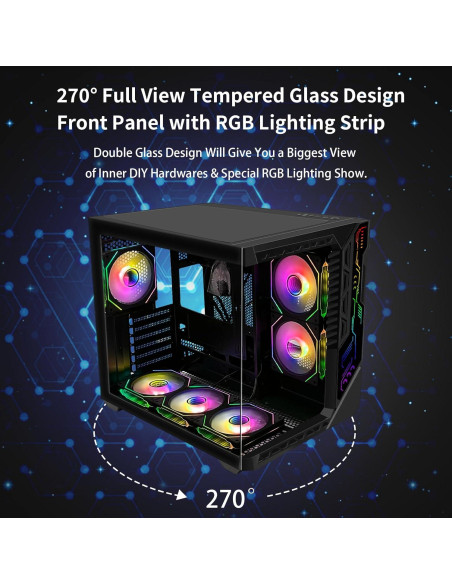 Caja de PC Gaming SZSKYING ATX Mid-Tower 9 Ventiladores ARGB