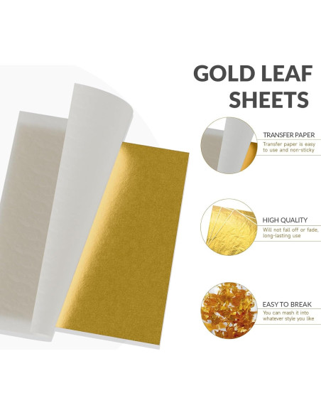 100 Hojas de Oro para Manualidades LOCDO 15.5x13.5cm Alta Calidad