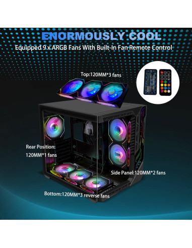 Caja de PC Gaming SZSKYING ATX Mid-Tower 9 Ventiladores ARGB