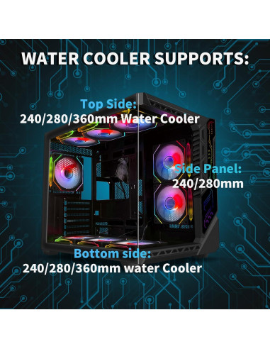 Caja de PC Gaming SZSKYING ATX Mid-Tower 9 Ventiladores ARGB