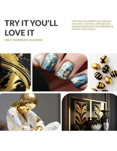 100 Hojas de Oro para Manualidades LOCDO 15.5x13.5cm Alta Calidad