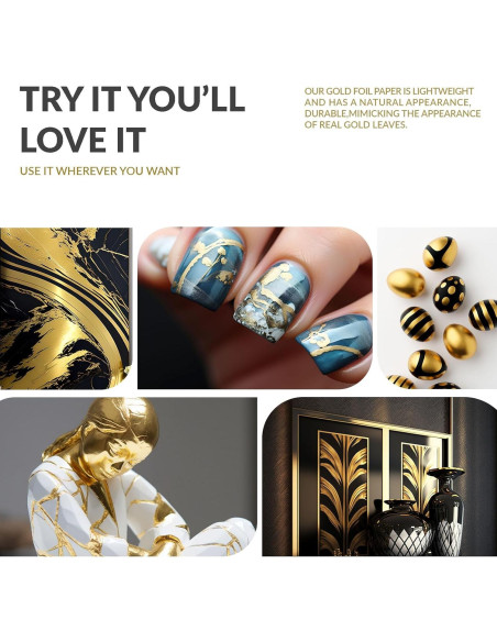 100 Hojas de Oro para Manualidades LOCDO 15.5x13.5cm Alta Calidad