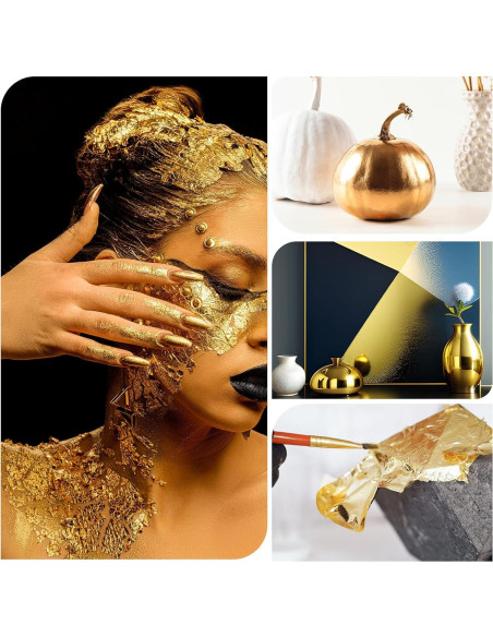 100 Hojas de Oro para Manualidades LOCDO 15.5x13.5cm Alta Calidad