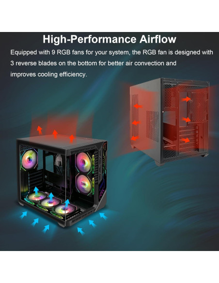 Caja de PC Gaming SZSKYING ATX Mid-Tower 9 Ventiladores ARGB