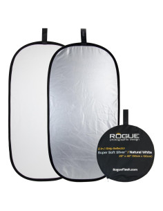 Reflector Fotográfico Colapsable Rogue 20x50cm Plata Suave/Blanco