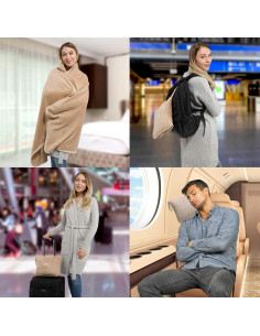Manta de Viaje Premium BlueHills Beige con Almohada 2 en 1 2
