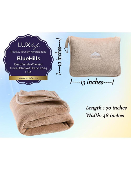Manta de Viaje Premium BlueHills Beige con Almohada 2 en 1