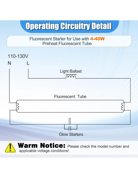 Inicio Fluorescente Saillong F S-2/S2 8 Piezas 4-40W Blanco