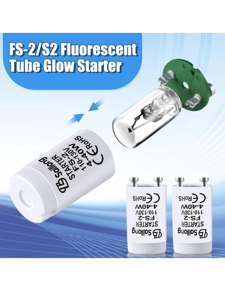 Inicio Fluorescente Saillong F S-2/S2 8 Piezas 4-40W Blanco