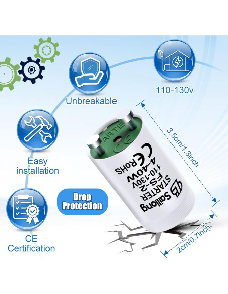 Inicio Fluorescente Saillong F S-2/S2 8 Piezas 4-40W Blanco