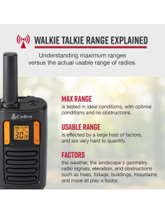 Walkie Talkies Cobra RX180 - 2 Pack, Largo Alcance 29 km 2