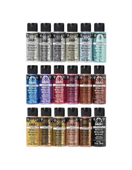Juego de Pintura Acrílica FolkArt 18 Colores Metálicos 2 oz