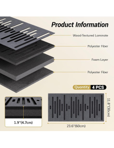 Paneles Acústicos de Madera TONOR - 4 Piezas 60x30 cm 2