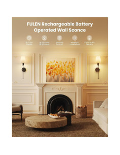 Apliques de Pared Inalámbricos FULEN LED 10000mAh 2P Negro 2
